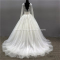 v neck backless lace bridal Long Sleeve Wedding Dress with lace